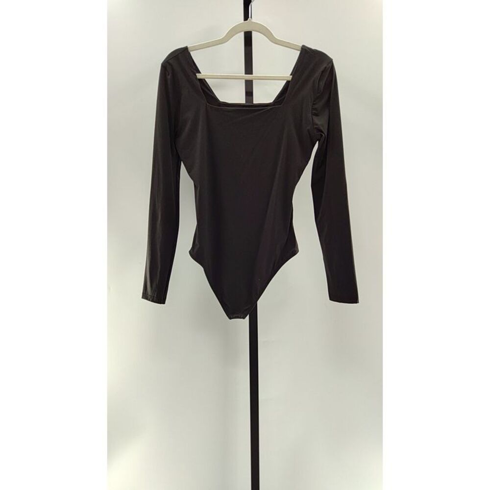 Quince Women Second Skin Square Neck Long Sleeve Bodysuit Black L